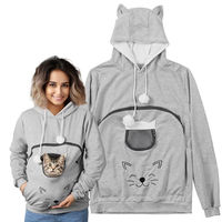 Produktbild von HOMELEVEL Hoodie Pullover mit Katzentasche für kleine Haustiere in Grau