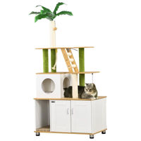 Produktbild von Homu & Co Kratzbaum mit Katzenhaus, Schrank und Leiter, 80 x 48 x 160 cm