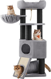 Hoppa! Kratzbaum für Katzen in Hellgrau und Schwarz aus Spanplatte und Sisal – Bild 1 von 1