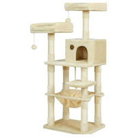 Produktbild von Hoppa! Kratzbaum für Katzen mit 2 Plüschstangen in Grau und Beige, 143 cm groß