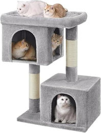 Hoppa! Kratzbaum XL 101 cm für Katzen mit Katzenhaus und Sisalstämmen in Grau – Bild 1 von 1
