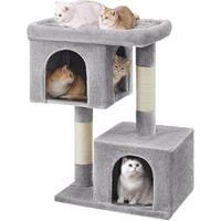Produktbild von Hoppa! Kratzbaum XL 101 cm für Katzen mit Katzenhaus und Sisalstämmen in Grau