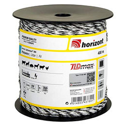 Horizont Turbomax Weidezaunlitze W6 Weiß 400 m Elektrozaunband mit 6 Leitern 0,30 mm – Bild 1 von 2