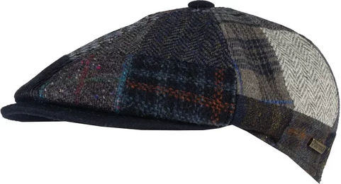 Produktbild von HORKA 6-Panel-Béret Patchwork Mütze aus Wolle Unisex Bunt Grau 55 cm