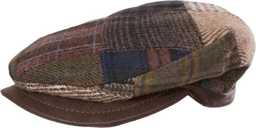 Produktbild von HORKA Baskenmütze aus Wolle mit Patchwork-Muster in Braun und Bunt