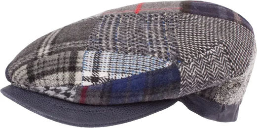 Produktbild von HORKA Baskenmütze aus Wolle mit Patchwork-Muster in Grau und Bunt Unisex Größe 57