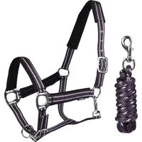 Produktbild von HORKA Deluxe Halfter und Longiergurt Set für Shetty aus Nylon in Schwarz und Blau