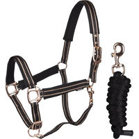 Produktbild von HORKA Deluxe Halfter und Longiergurt Set für Shetty Pferde aus Nylon in Schwarz oder Blau