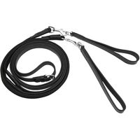 Produktbild von Horka Equestrian Leder-Schlaufzügel mit Webband und Schleife für Pferde Schwarz/Silber