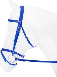 Produktbild von Horka Flashy Trense aus Kunstleder in Blau für Warmblut