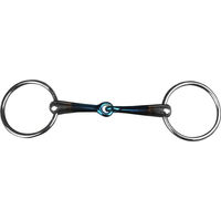 Produktbild von HORKA Gebiss mit 2 Ringen und drehbarem Gelenk aus weichem Eisen für Pferde Blau Silber