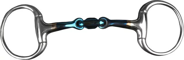 Produktbild von HORKA Gebiss Mundstück mit 2 Ringen doppelt gebrochen aus Edelstahl Silber Blau