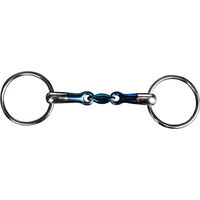 Produktbild von HORKA Gebiss Wassertrense D doppelt gebrochen aus weichem Stahl mit blauem Stiel 16 mm