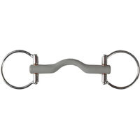 Produktbild von HORKA Gummizügel mit 2 Ringen und tiefem Zügeltrag für Pferde in Grau und Silber