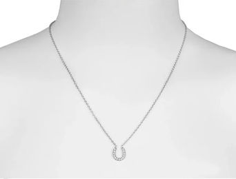 Produktbild von HORKA Hufeisen-Halskette mit Strass aus Edelstahl in Silber 17 cm - 21 cm