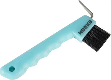 Produktbild von HORKA Hufkratzer mit Bürste für Pferde aus Kunststoff in Blau/Türkis Einheitsgröße