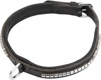 HORKA Jagdhalsband für Hunde aus Clincher-Leder in Schwarz mit Silber 60 cm - 60 cm – Bild 1 von 2