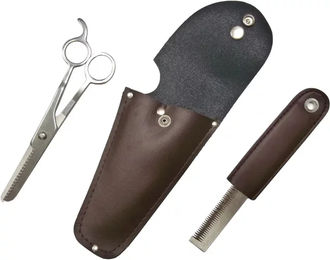 Produktbild von HORKA Mähnen- und Schweifpflege-Set aus Kunstleder in Braun
