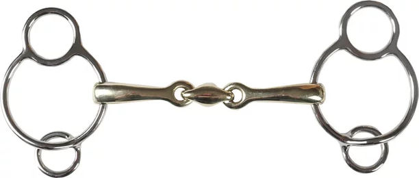 Produktbild von HORKA Pessoa Dreifach-Ring-Pferdegebiss mit doppeltem Gelenk aus Metall