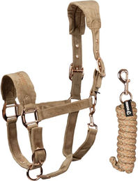 Produktbild von HORKA Shetty Halfter und Longierleine aus Velours in Beige