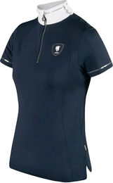 Produktbild von HORKA Starlight Wettkampf-Poloshirt Damen Reitshirt Silber Blau