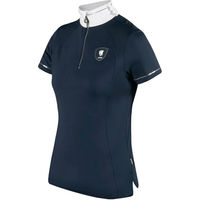 Produktbild von HORKA Starlight Wettkampf-Poloshirt Damen Reitshirt Silber Blau