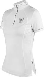 Produktbild von HORKA Starlight Wettkampf-Poloshirt Damen Reitshirt Weiß Silber Größe M