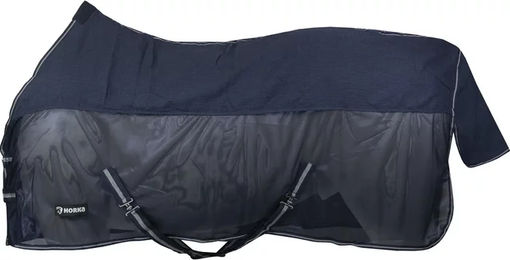 Produktbild von HORKA Trockendecke für Pferde aus Baumwolle-Mesh mit Gaffel in Blau 155/205 cm
