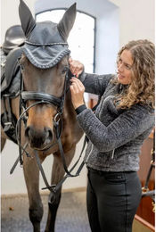 Produktbild von HorseGuard Cryll 25.2 Reittrense aus Leder mit Flash und Pullback in Schwarz