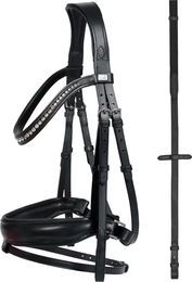 Produktbild von HorseGuard Cryll Reittrense aus Leder für Pferde in Schwarz für Vollblut