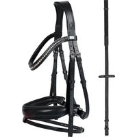 Produktbild von HorseGuard Cryll Reittrense aus Leder für Pferde in Schwarz für Vollblut