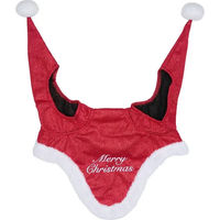 Produktbild von HorseGuard Fliegenhaube mit Pailletten Christmas Weiß Rot