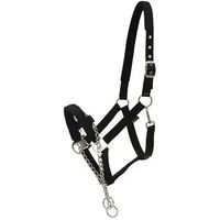 Produktbild von HorseGuard Halfter mit Kette aus Nylon in Schwarz für Vollblut Pferde