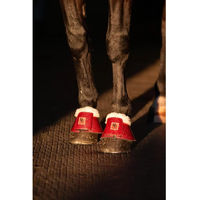 Produktbild von HorseGuard Hufglocken Gamaschen aus Kunstleder Silber Rot Größe XL