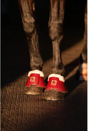 Produktbild von HorseGuard Hufglocken Lulu Gamaschen aus Kunstleder Silber Rot XXL