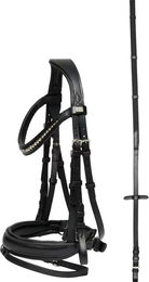 Produktbild von HorseGuard Kombinierte Reittrense Reithalfter aus Leder für Ponys in Schwarz