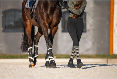 Produktbild von HorseGuard Leela Pferdehufglocken aus Kunstleder in Schwarz XXL