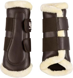 Produktbild von HorseGuard Melvin Vordergamaschen für Pferde aus Leder in Braun Größe L