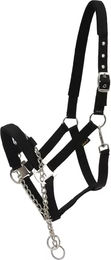 Produktbild von HorseGuard Pferdehalfter mit Edelstahlkette in Schwarz für Warmblut