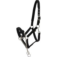 Produktbild von HorseGuard Pferdehalfter mit Edelstahlkette in Schwarz für Warmblut