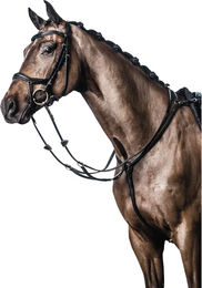 Produktbild von HorseGuard Plastron aus weichem Leder in Schwarz für Vollblut Pferde