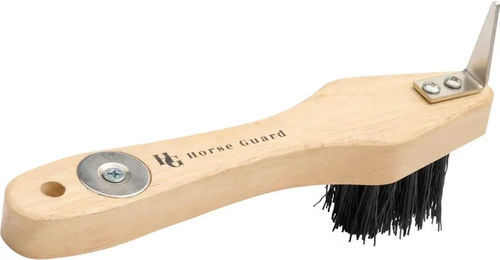 Produktbild von HorseGuard Putzset für Pferde mit Bürste und Hufkratzer aus Holz