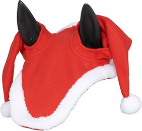 HorseGuard Weihnachtsmütze für Pferde in Rot und Weiß aus Plüsch für Warmblut – Bild 1 von 2