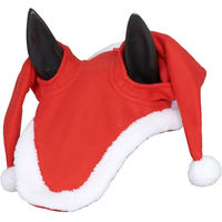 Produktbild von HorseGuard Weihnachtsmütze für Pferde in Rot und Weiß aus Plüsch für Warmblut