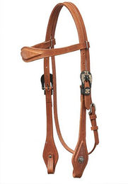 Horseman's Tack Westerntrense aus Leder mit Flower Buckle in Braun und Türkis – Bild 1 von 3