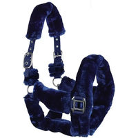 Produktbild von Horsenjoy Cuddly Pferdehalfter aus Fell in Blau mit Edelstahlbeschlägen
