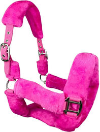 Produktbild von Horsenjoy Cuddly Pferdehalfter aus Fell in Rosa mit Edelstahlbeschlägen
