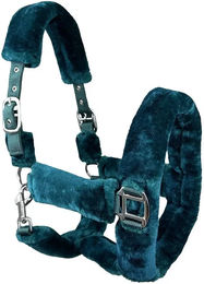 Produktbild von Horsenjoy Cuddly Pferdehalfter für Ponys aus Fell mit Edelstahlbeschlägen in Grün