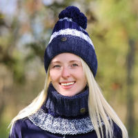 Produktbild von Horsenjoy Estera Winterset aus Fleece für Damen mit Mütze und Schal in Blau Bunt