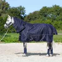 Produktbild von Horsenjoy Outdoor-Pferdedecke mit Halsabdeckung aus Oxford-Gewebe Blau 135 cm